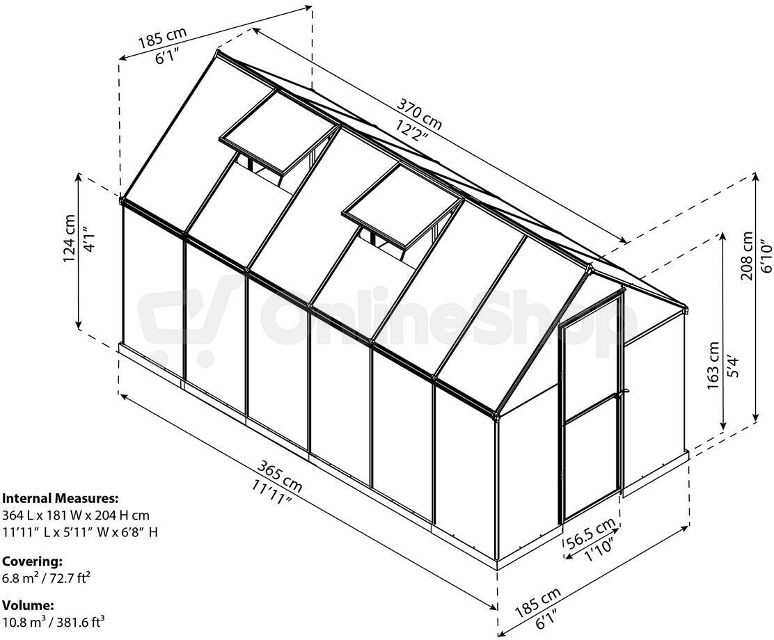 Polykarbonátový skleník Palram multiline 6x12