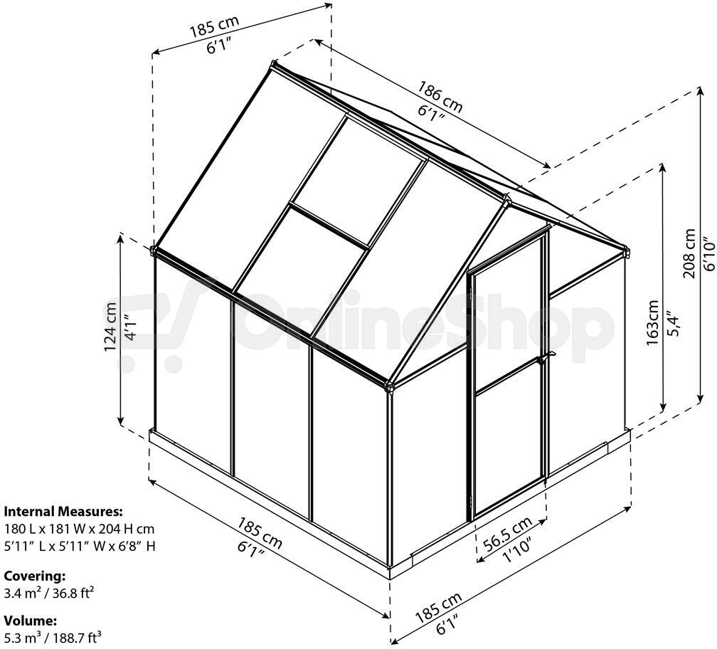 Polykarbonátový skleník Palram multiline 6x6