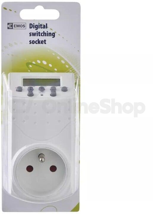 Emos časovač – digitální spínací zásuvka IP20 (P5506)