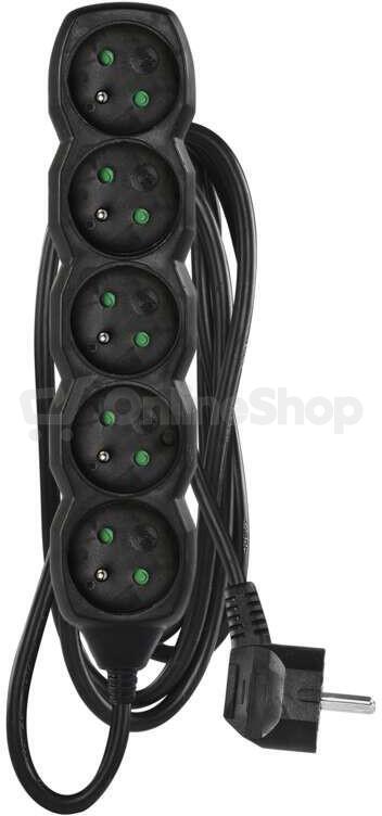 Prodlužovací kabel Emos PC0513, 5 zásuvek, 3m, černý