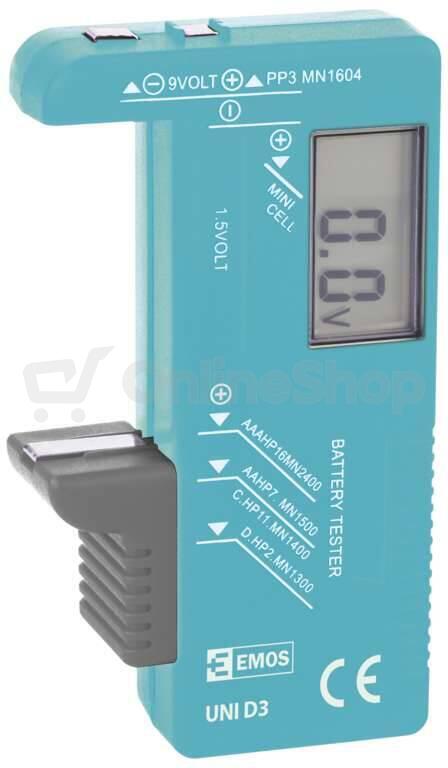 Univerzální tester baterií Emos (AA, AAA, C, D, 9V, knoflíkových)