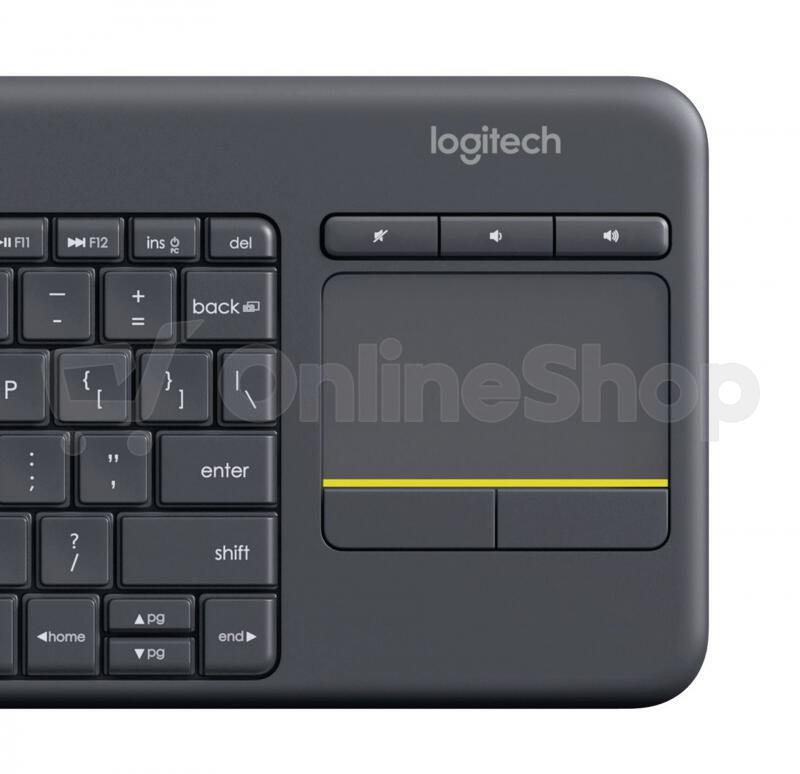 Bezdrátová klávesnice Logitech Wireless Touch Keyboard K400 Plus CZ 920-007151, černá