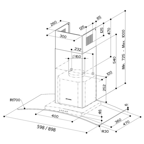 Komínová digestoř Faber RAY EG8 X/V A60 - Faber RAY EG8 X/V A60 (foto 1)