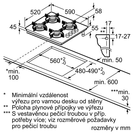 SET Trouba vestavn Bosch HBG537EB3 + Mikrovlnn trouba Bosch BFL524MB0 + Plynov deska Bosch POH6B6B10 ern + Myka Bosch SMV4EVX08E
