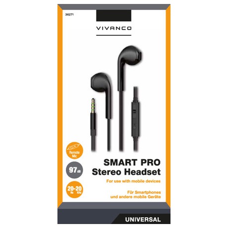 Sluchátka Vivanco SMART PRO s mikrofonem - černá