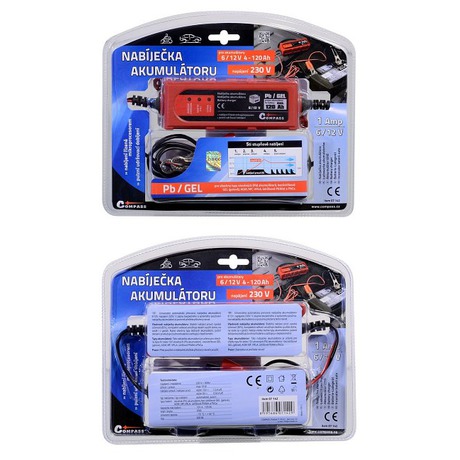 Nabíječka autobaterií Compass mikroprocesor 1Amp 6/12V PB/GEL max. 120Ah - Compass 07142 6/12V (foto 5)