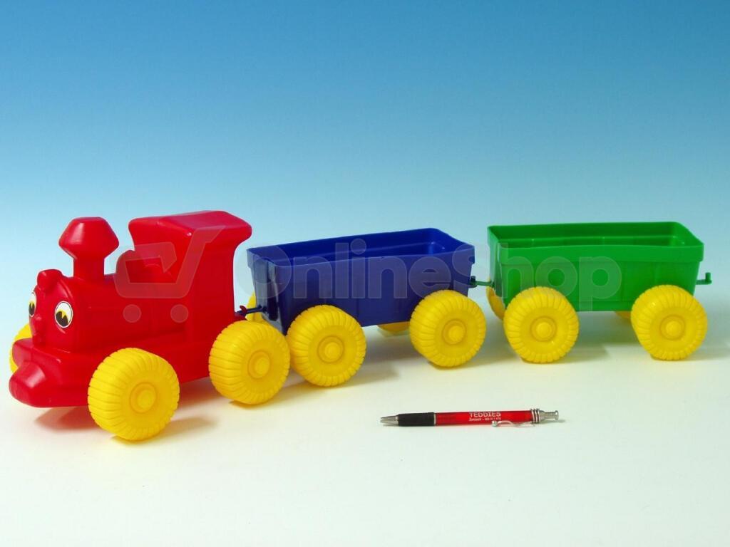 Teddies Vlak + 2 vagóny plast 60cm v síťce