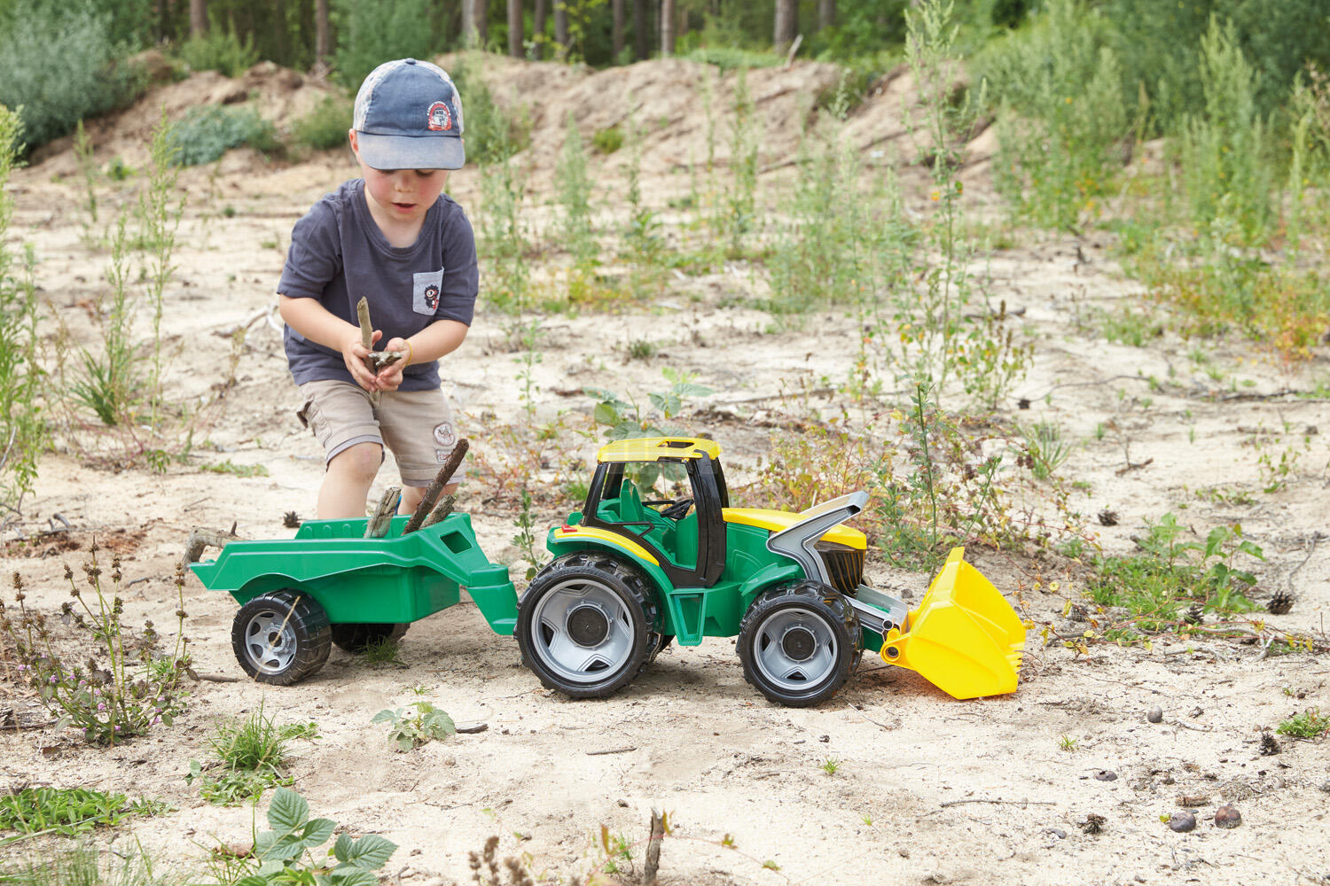 LENA Traktor se lžící 60cm a přívěsem 45cm