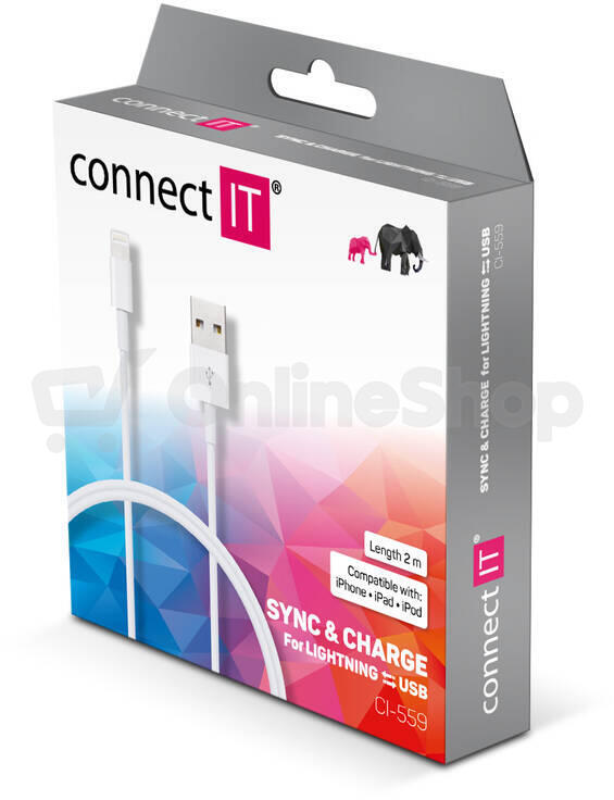 Kabel Connect IT Wirez USB/Lightning, 2m - bílý