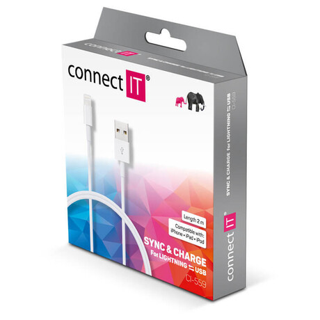 Connect IT&nbsp;Wirez USB/Lightning, 2m&nbsp;- bílý (foto 2)