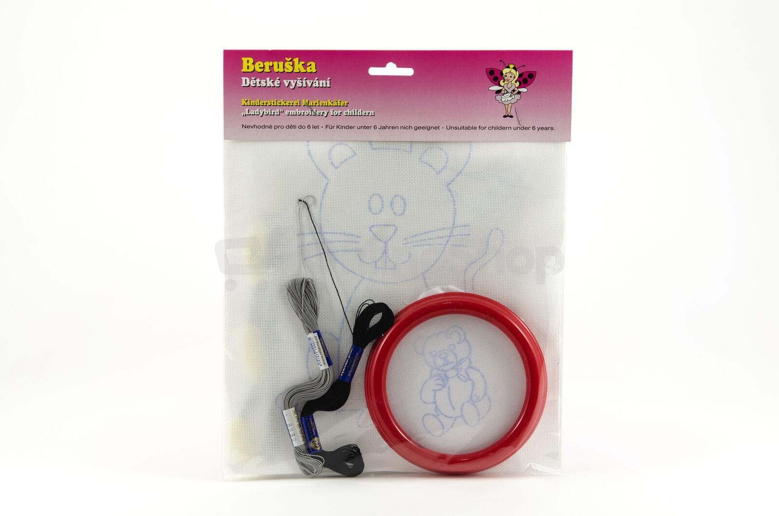 Teddies Vyšívání vyšívací rámeček, 3 předlohy 2 příze v sáčku 24x26x1cm