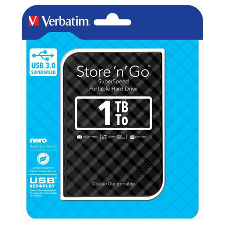 Extern disk Verbatim Store 'n' Go GEN2 1TB, ern (53194)