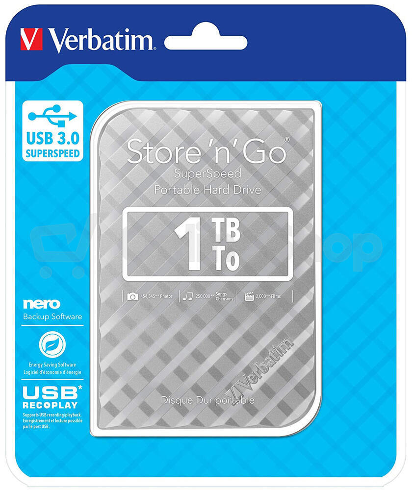 Externí disk VERBATIM Store 'n' Go GEN2 1TB, stříbrný