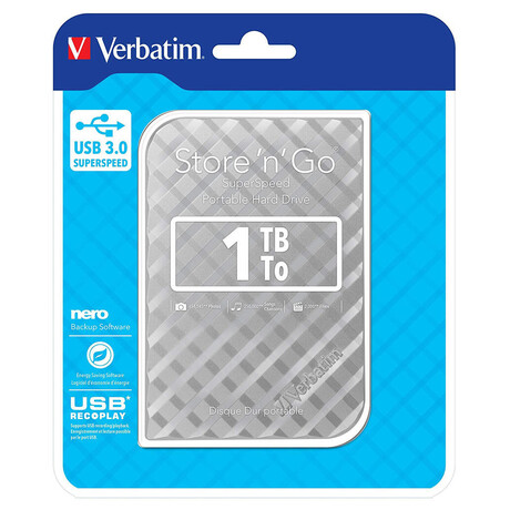 Extern disk VERBATIM Store 'n' Go GEN2 1TB, stbrn