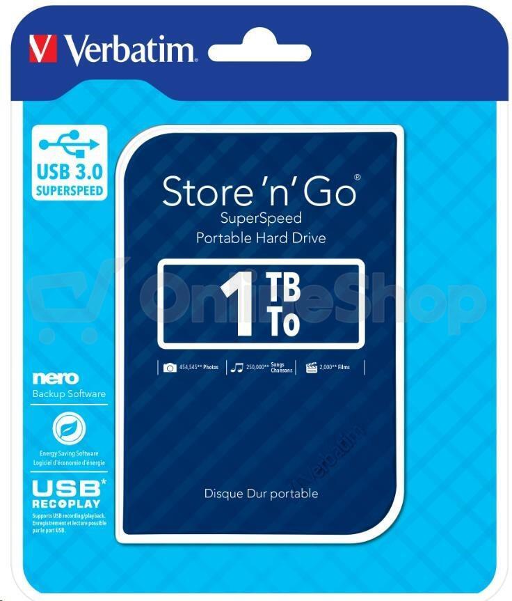 Externí disk VERBATIM Store 'n' Go GEN2 1TB, modrý