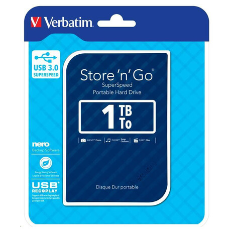 Extern disk VERBATIM Store 'n' Go GEN2 1TB, modr