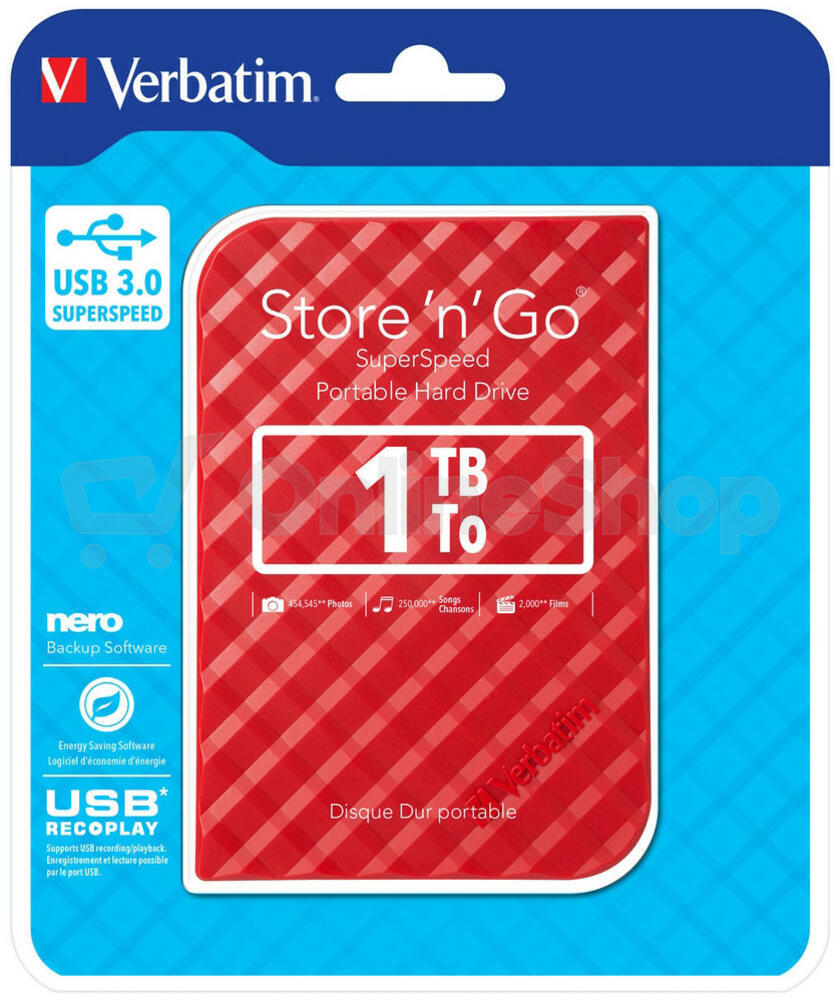 Externí disk VERBATIM Store 'n' Go GEN2 1TB, červený