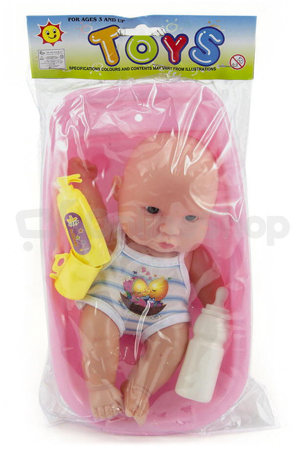 Teddies Miminko plast 18cm s doplňky ve vaničce v sáčku