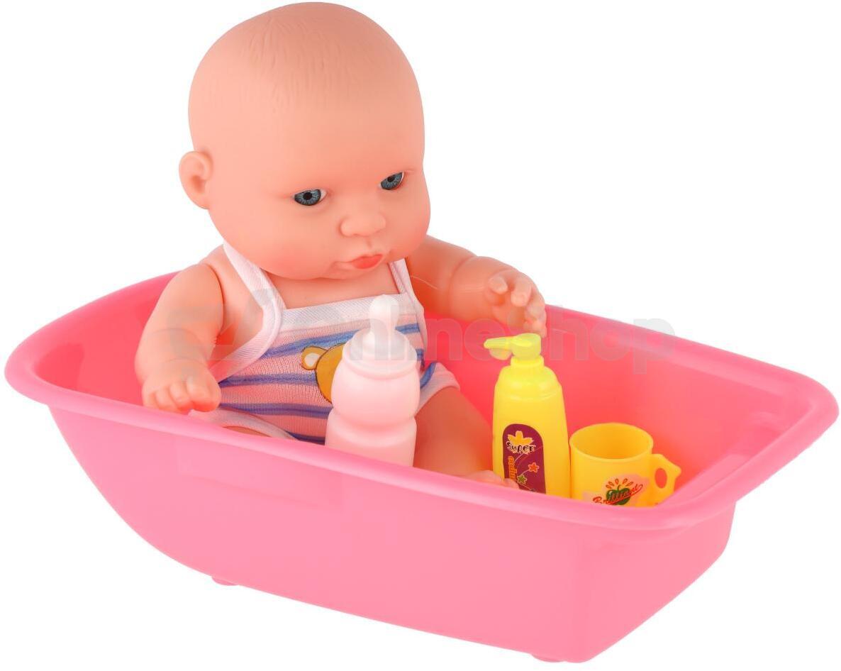Teddies Miminko plast 18cm s doplňky ve vaničce v sáčku