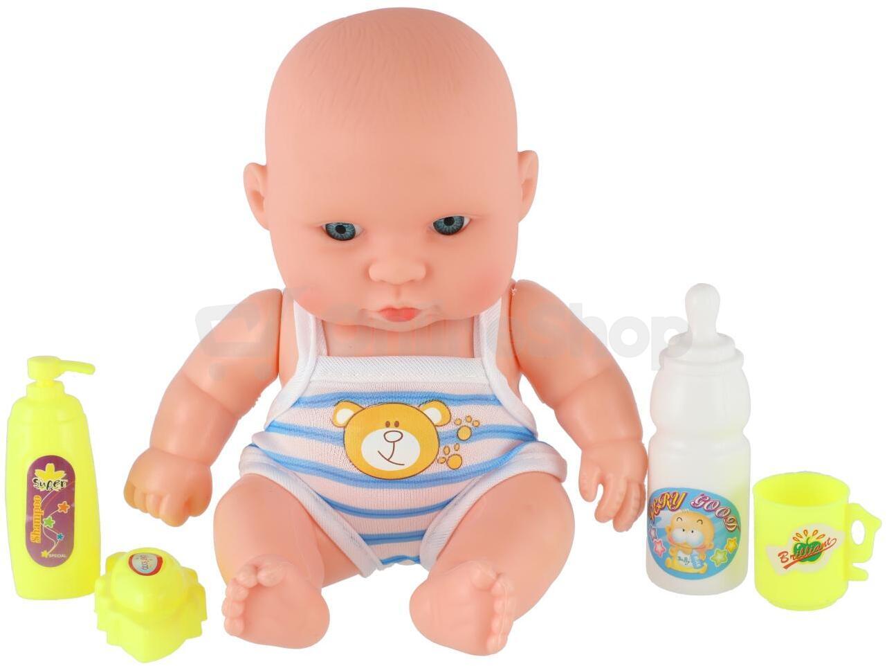 Teddies Miminko plast 18cm s doplňky ve vaničce v sáčku
