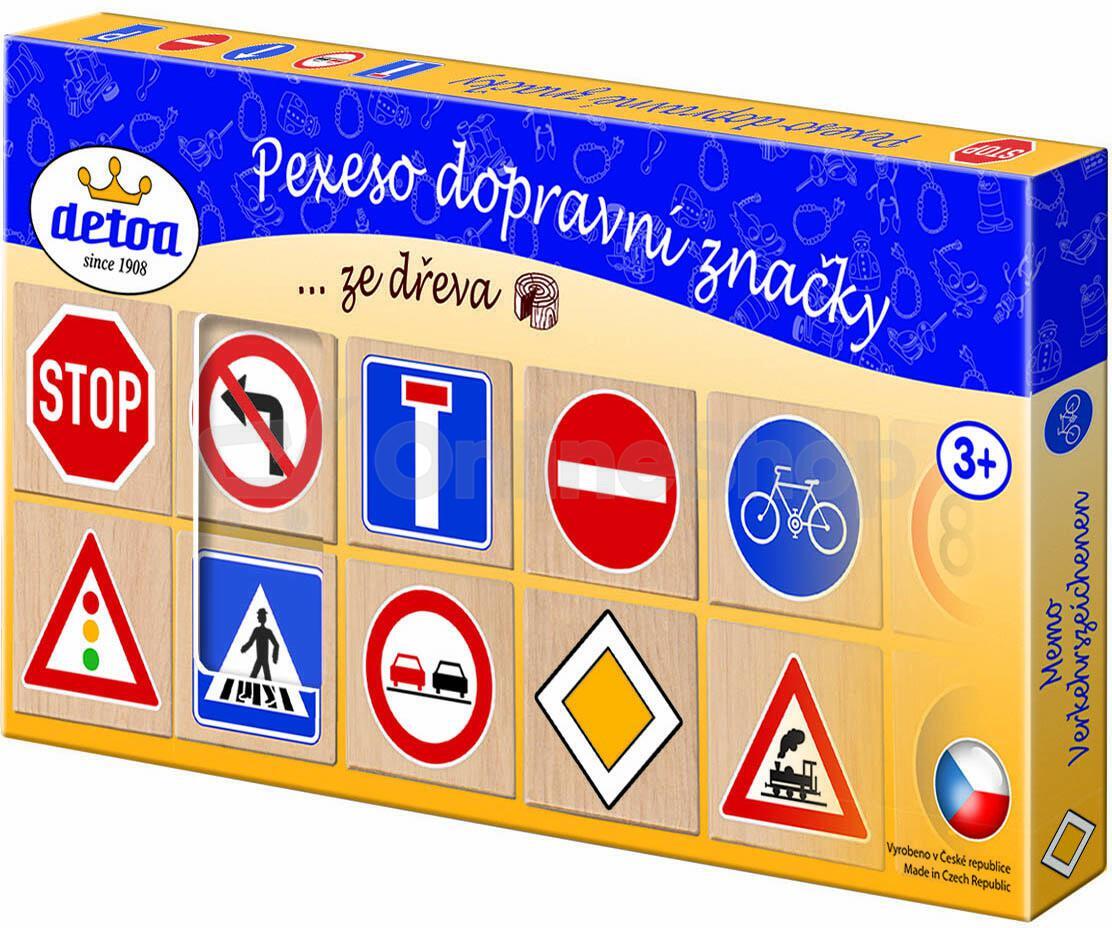 Pexeso Detoa dopravní značky, dřevo 36 ks