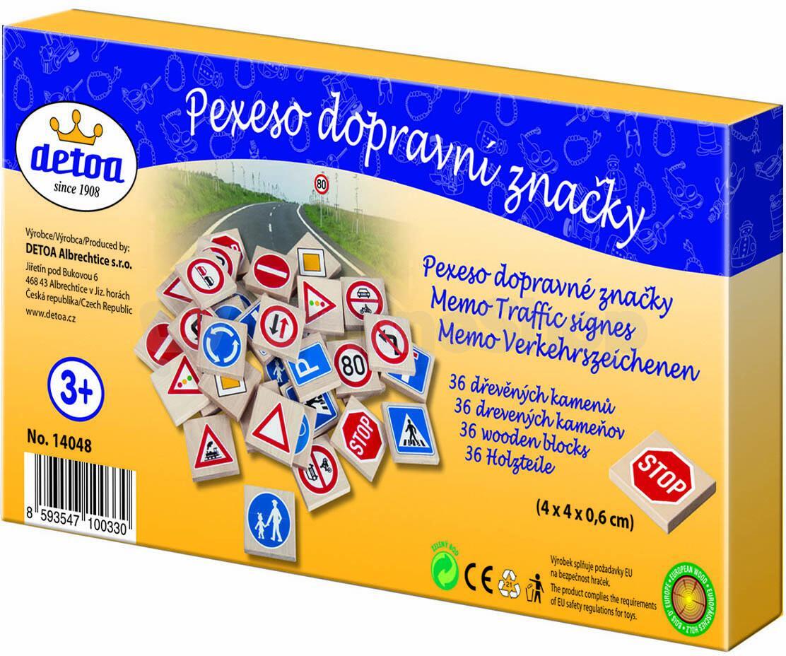 Pexeso Detoa dopravní značky, dřevo 36 ks