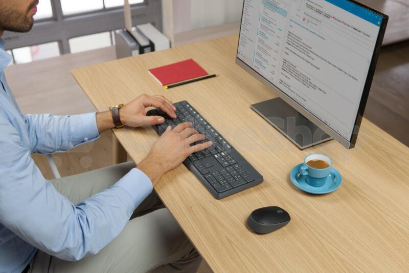 Klávesnice s myší Logitech Wireless Combo MK235, CZ - šedá