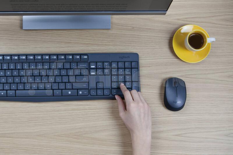 Klávesnice s myší Logitech Wireless Combo MK235, CZ - šedá