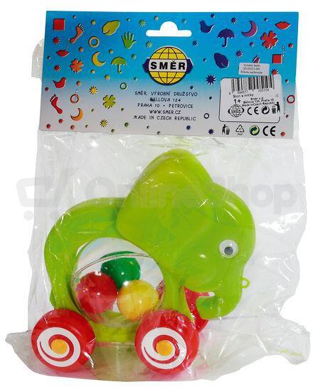 Směr Slon s míčky tahací plast 20x18x9,5cm v sáčku 12m+