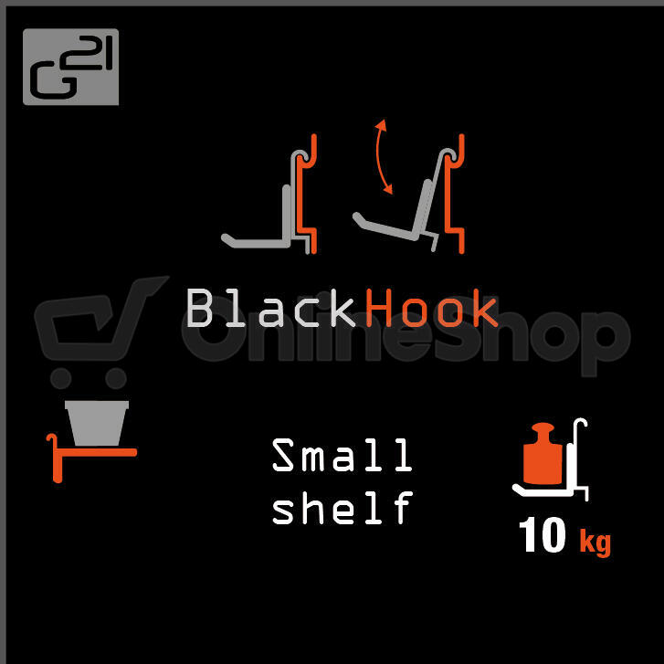 Závěsný systém G21 BlackHook small shelf 60 x 10 x 19,5 cm