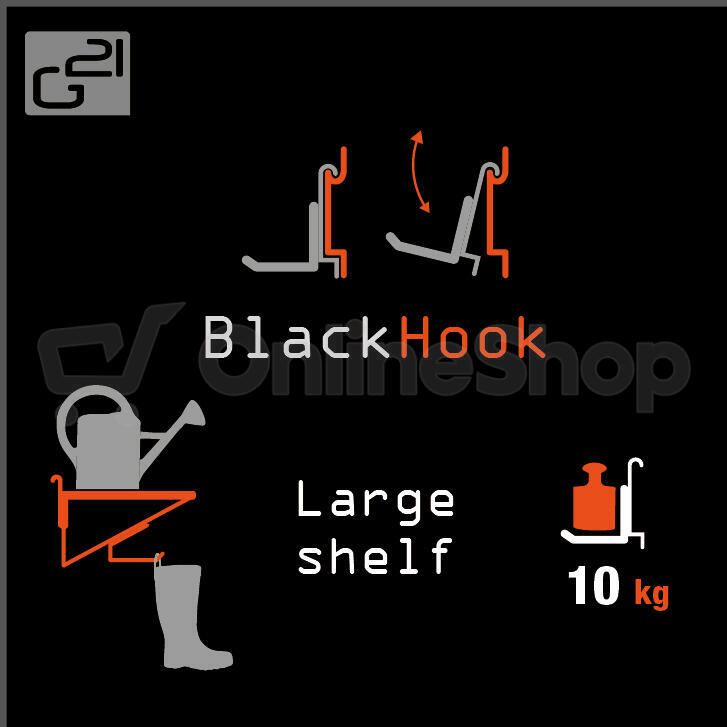 Závěsný systém G21 BlackHook large shelf 60 x 19 x 42 cm