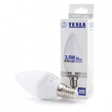 Žárovka LED Tesla svíčka, 3,5W, E14, teplá bílá - Tesla svíčka, 3,5W, E14, teplá bílá (foto 1)