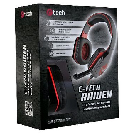 Herní sluchátka C-TECH Raiden (GHS-03R) - C-Tech Raiden -&nbsp;černý/červený (foto 2)