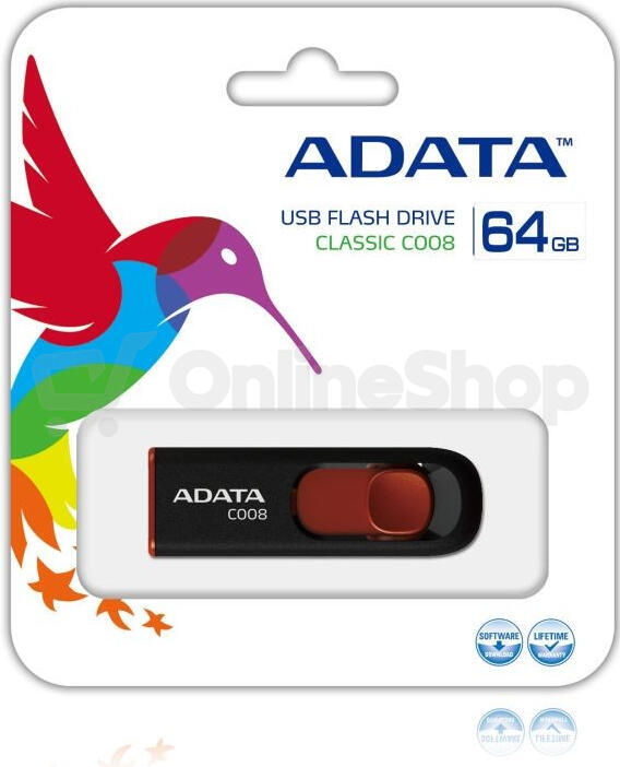 Flash disk  ADATA C008, 64GB, USB 2.0, , DashDrive Classic (AC008-64G-RKD)