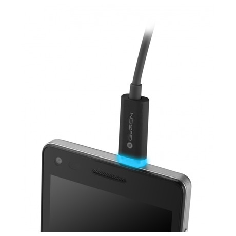 Kabel GoGEN USB/micro USB, 1m, LED - černý