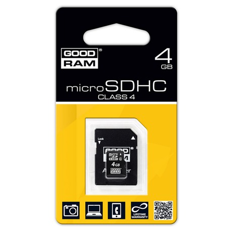 MicroSDHC 4GB CL4 + adapter GOODRAM
