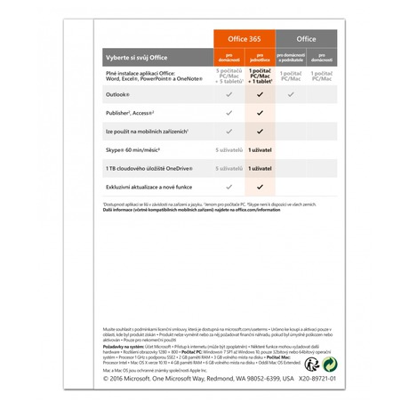 Software Microsoft Office 365 pro jednotlivce CZ