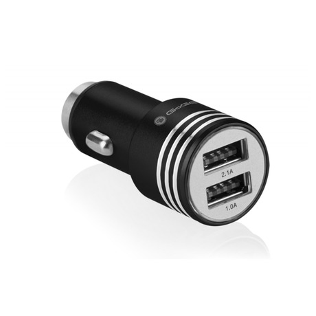 Adaptér do auta GoGEN kovový bezpečnostní hrot, 2x USB - černý