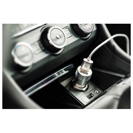 Adaptér do auta GoGEN kovový bezpečnostní hrot, 2x USB - černý