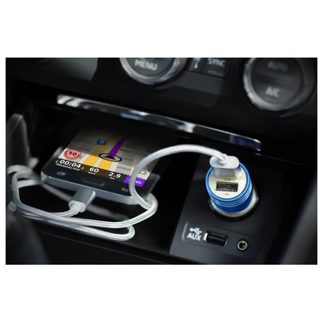 Adaptér do auta GoGEN kovový bezpečnostní hrot, 2x USB - modrý