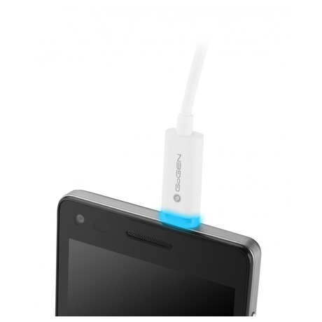 Kabel GoGEN USB/micro USB, 1m, LED - bílý