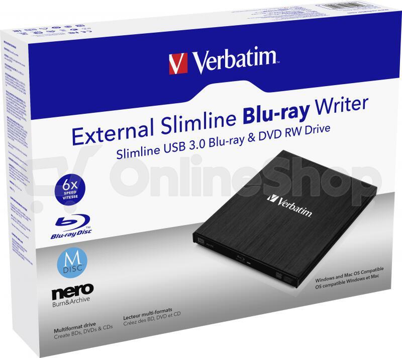 Externí Blu-Ray vypalovačka Verbatim External Slimline USB 3.0 (43890)