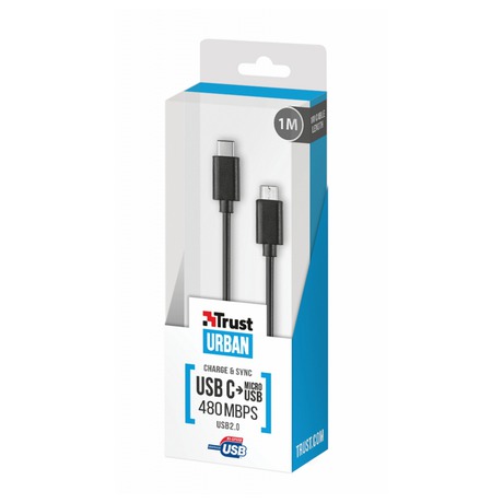 Kabel Trust USB-C 2.0 - Micro USB (480 Mbit/s), černý