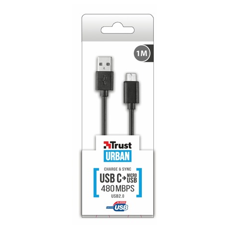 Kabel Trust USB-C 2.0 - Micro USB (480 Mbit/s), černý