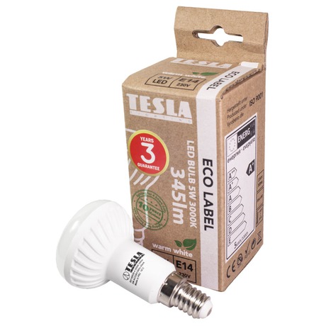 Žárovka LED Tesla reflektor, 5W, E14, teplá bílá