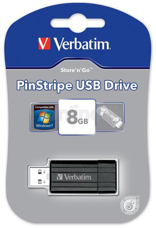 USB Flash disk Verbatim Store'n'Go 8GB PinStripe, černý (49062)