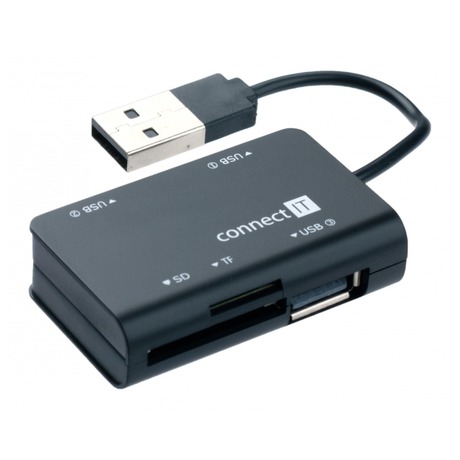 USB Hub Connect IT USB 2.0 / 3x USB 2.0 + microSD + SD - černý