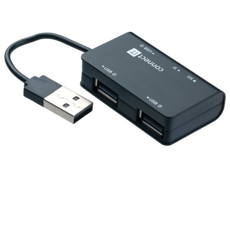 USB Hub Connect IT USB 2.0 / 3x USB 2.0 + microSD + SD - černý