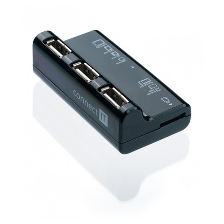 USB Hub Connect IT USB 2.0 / 3x USB 2.0 + microSD + SD - černý