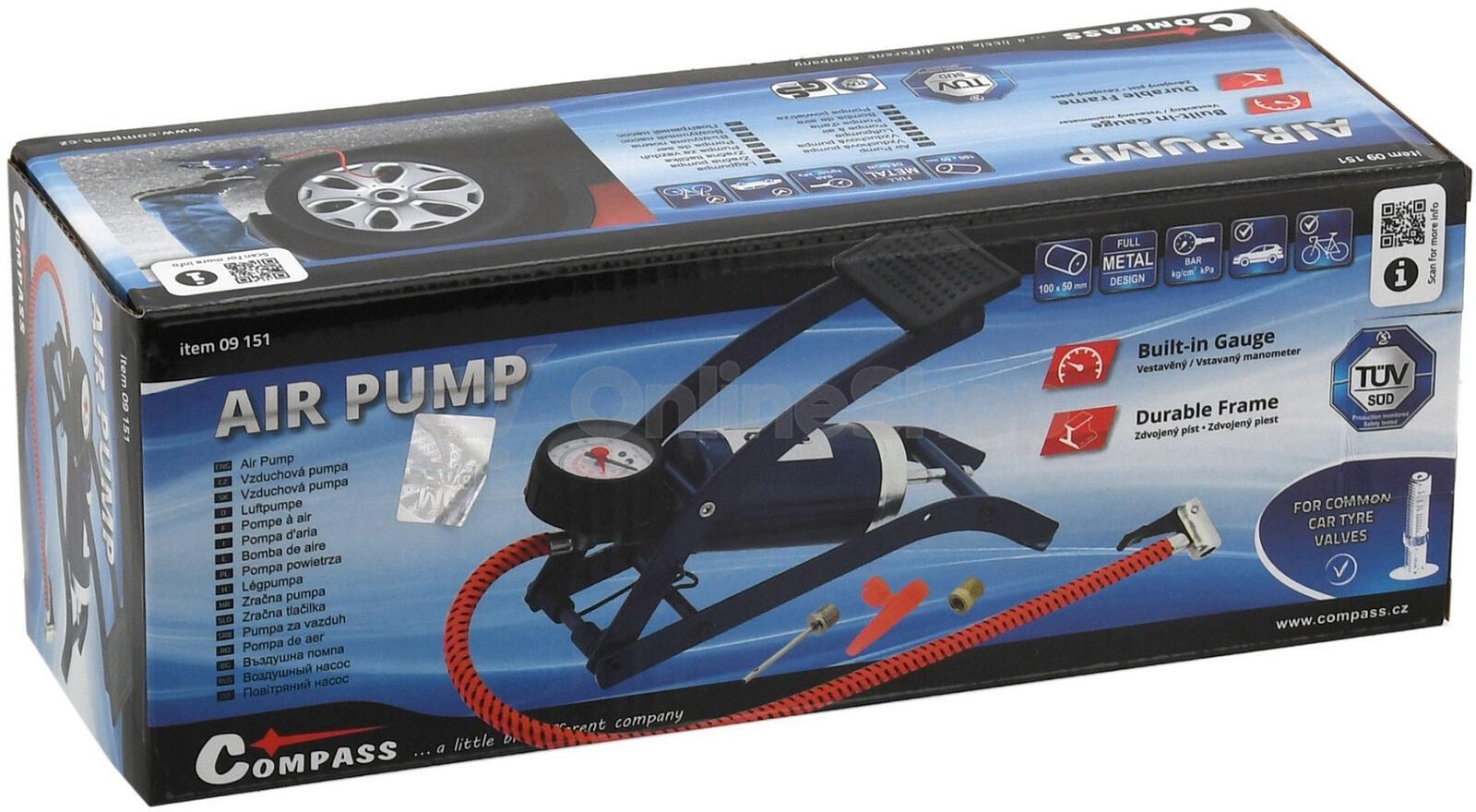 Pumpa nožní COMPASS 09151 s manometrem